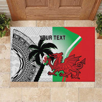 Custom Fiji And Wales Rugby Rubber Doormat Fijian Tapa Welsh Mascots Dynamic Version - Wonder Print Shop