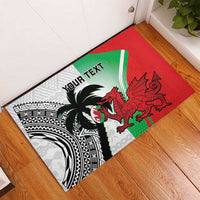 Custom Fiji And Wales Rugby Rubber Doormat Fijian Tapa Welsh Mascots Dynamic Version - Wonder Print Shop