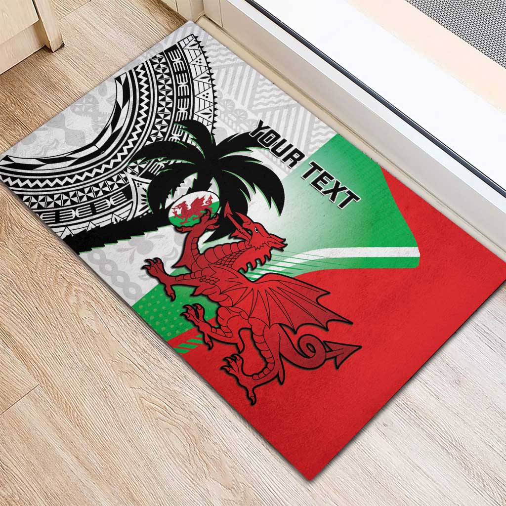 Custom Fiji And Wales Rugby Rubber Doormat Fijian Tapa Welsh Mascots Dynamic Version - Wonder Print Shop