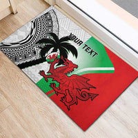Custom Fiji And Wales Rugby Rubber Doormat Fijian Tapa Welsh Mascots Dynamic Version - Wonder Print Shop