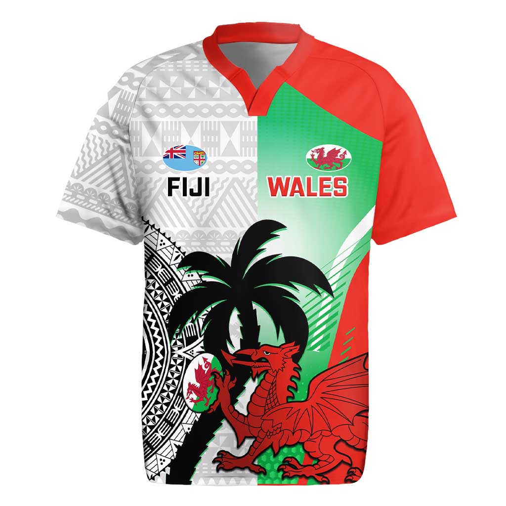 Custom Fiji And Wales Rugby Rugby Jersey Fijian Tapa Welsh Mascots Dynamic Version - Wonder Print Shop