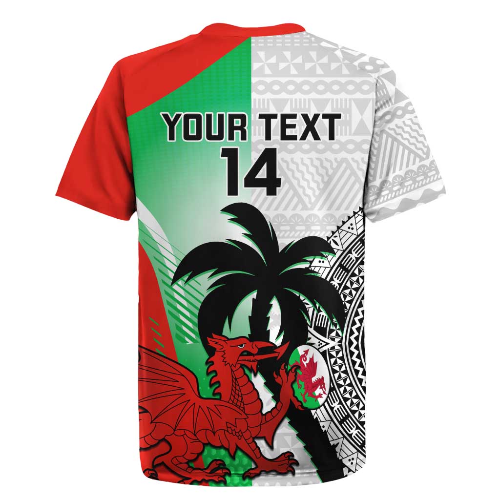 Custom Fiji And Wales Rugby Rugby Jersey Fijian Tapa Welsh Mascots Dynamic Version - Wonder Print Shop
