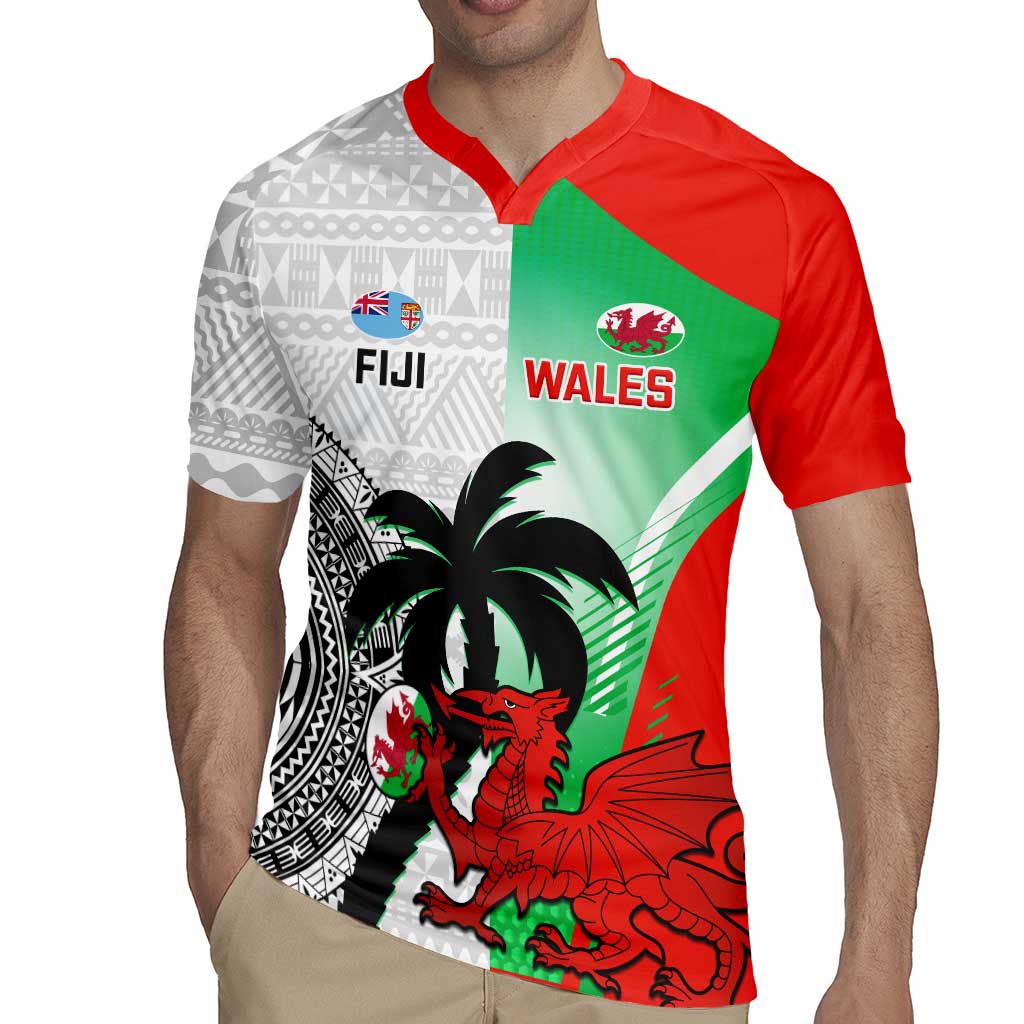 Custom Fiji And Wales Rugby Rugby Jersey Fijian Tapa Welsh Mascots Dynamic Version - Wonder Print Shop