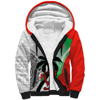 Custom Fiji And Wales Rugby Sherpa Hoodie Fijian Tapa Welsh Mascots Dynamic Version - Wonder Print Shop