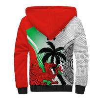 Custom Fiji And Wales Rugby Sherpa Hoodie Fijian Tapa Welsh Mascots Dynamic Version - Wonder Print Shop