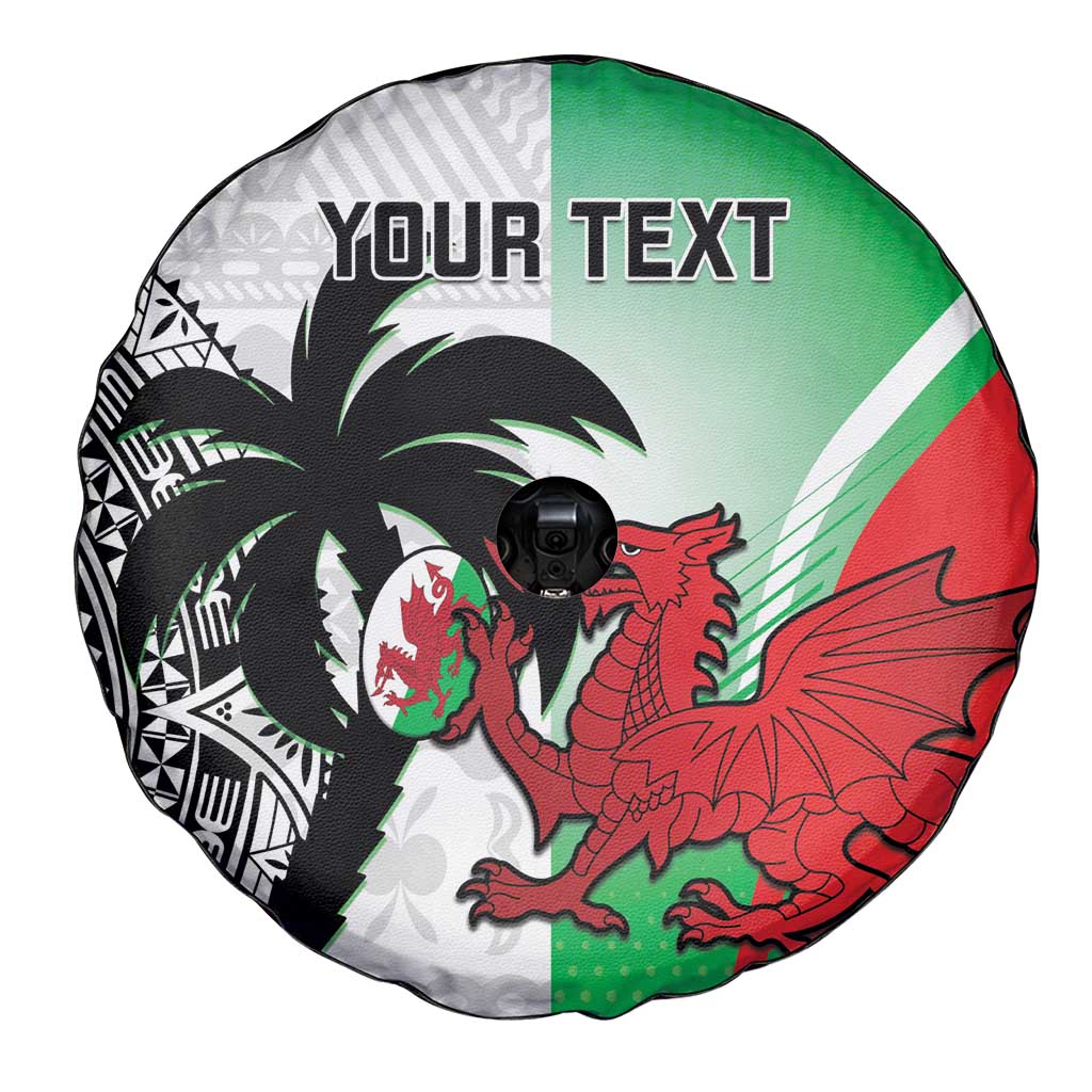 Custom Fiji And Wales Rugby Spare Tire Cover Fijian Tapa Welsh Mascots Dynamic Version - Wonder Print Shop