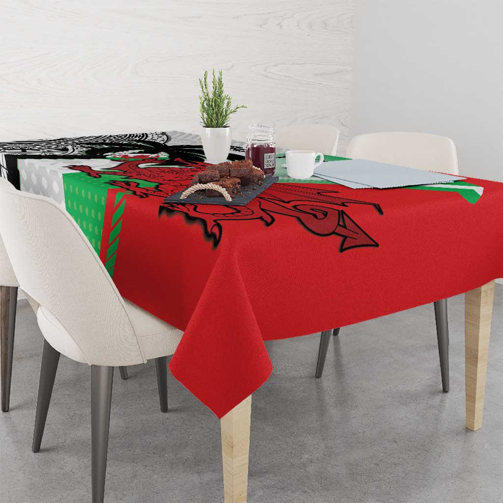 Custom Fiji And Wales Rugby Tablecloth Fijian Tapa Welsh Mascots Dynamic Version - Wonder Print Shop