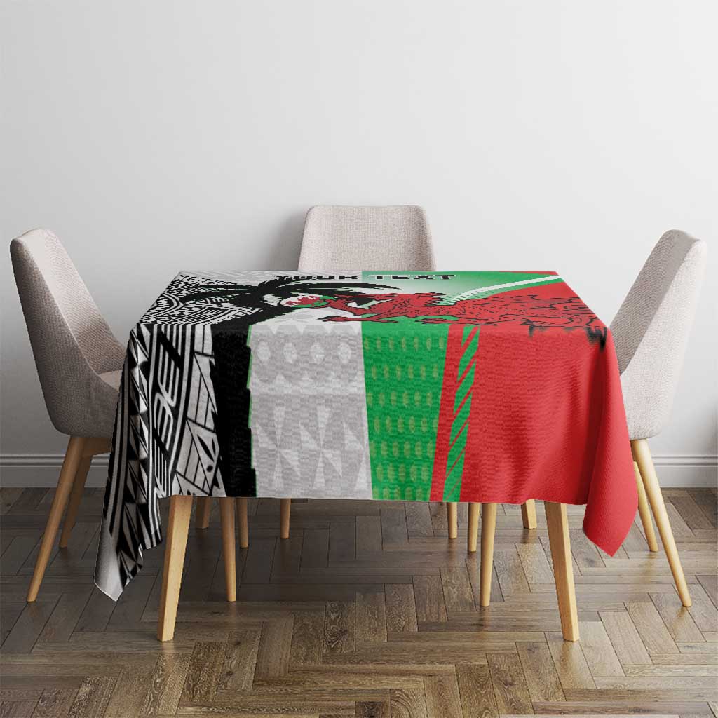 Custom Fiji And Wales Rugby Tablecloth Fijian Tapa Welsh Mascots Dynamic Version - Wonder Print Shop