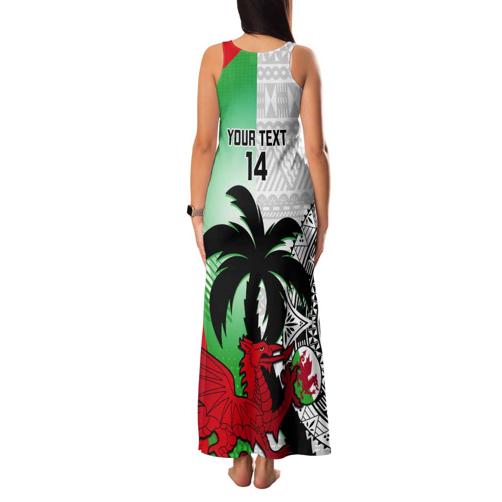 Custom Fiji And Wales Rugby Tank Maxi Dress Fijian Tapa Welsh Mascots Dynamic Version - Wonder Print Shop