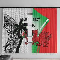 Custom Fiji And Wales Rugby Window Curtain Fijian Tapa Welsh Mascots Dynamic Version - Wonder Print Shop