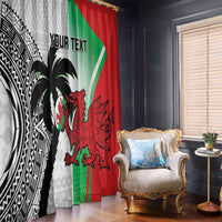 Custom Fiji And Wales Rugby Window Curtain Fijian Tapa Welsh Mascots Dynamic Version - Wonder Print Shop
