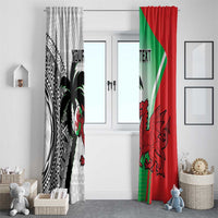 Custom Fiji And Wales Rugby Window Curtain Fijian Tapa Welsh Mascots Dynamic Version - Wonder Print Shop