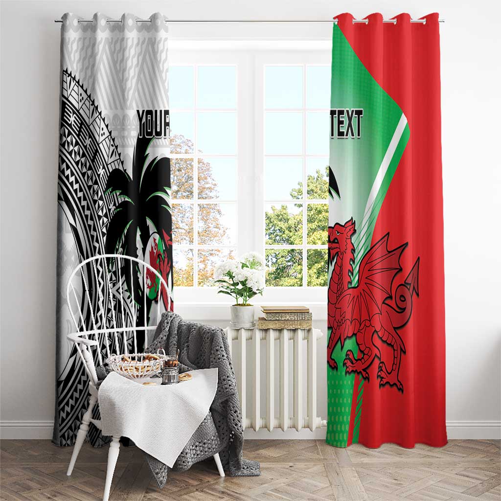 Custom Fiji And Wales Rugby Window Curtain Fijian Tapa Welsh Mascots Dynamic Version - Wonder Print Shop