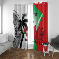 Custom Fiji And Wales Rugby Window Curtain Fijian Tapa Welsh Mascots Dynamic Version - Wonder Print Shop