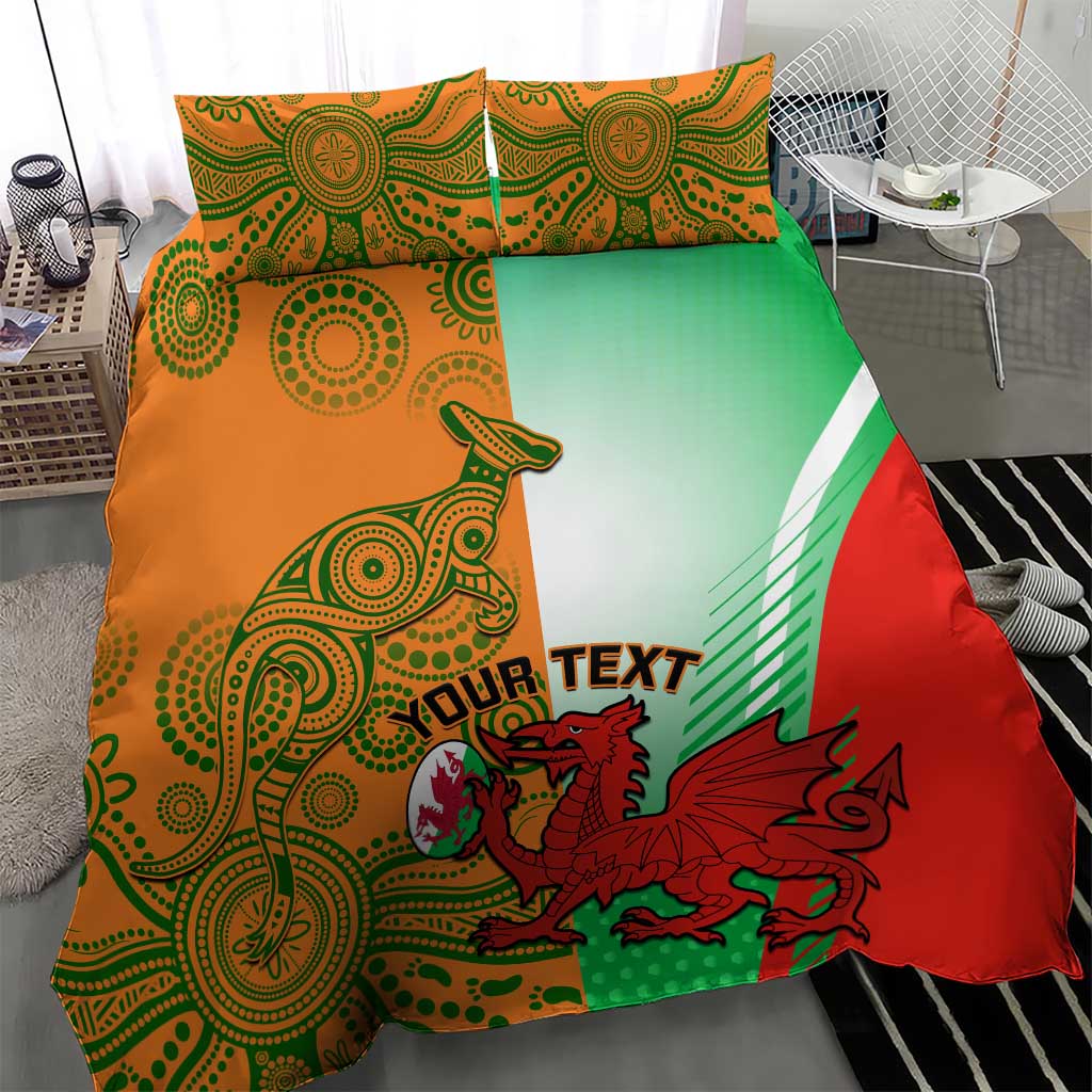 Custom Australia And Wales Rugby Bedding Set Wallabies Welsh Mascots Dynamic Version - Wonder Print Shop
