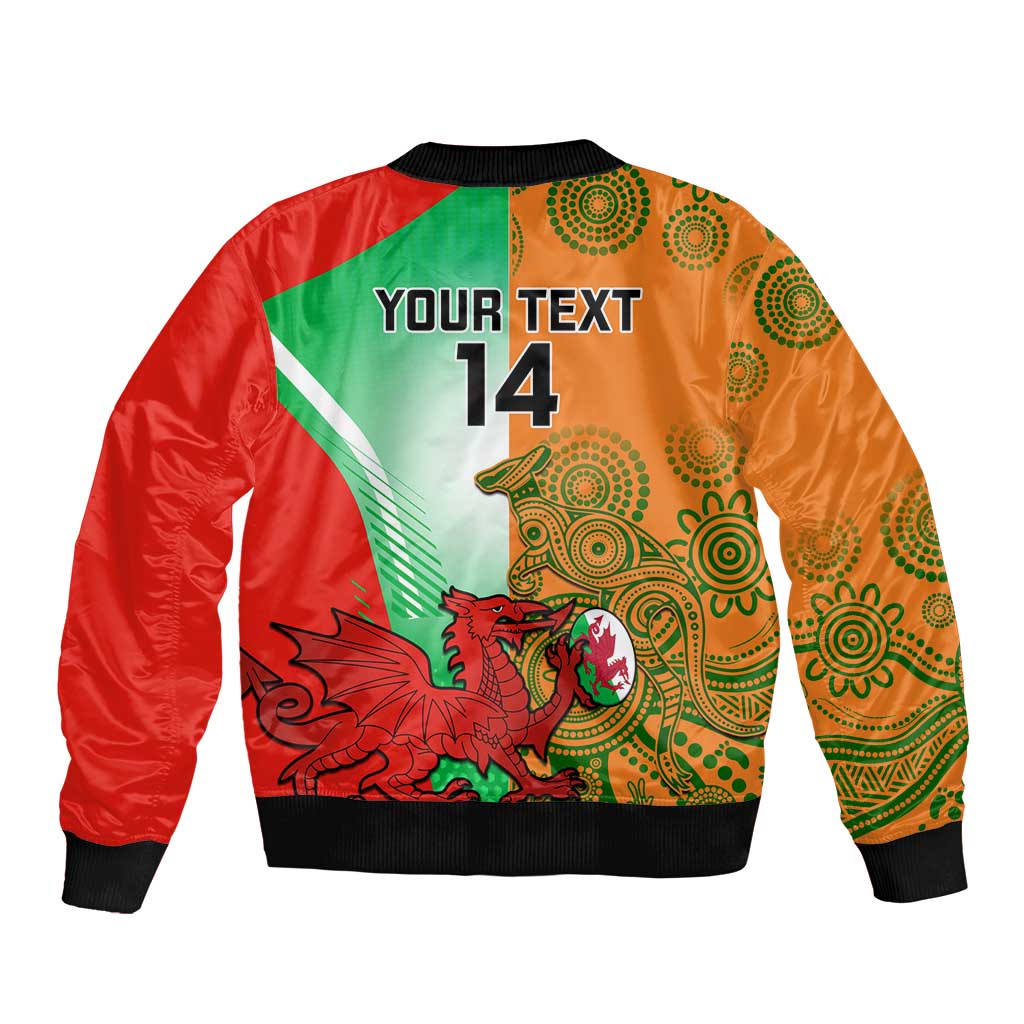 Custom Australia And Wales Rugby Bomber Jacket Wallabies Welsh Mascots Dynamic Version - Wonder Print Shop