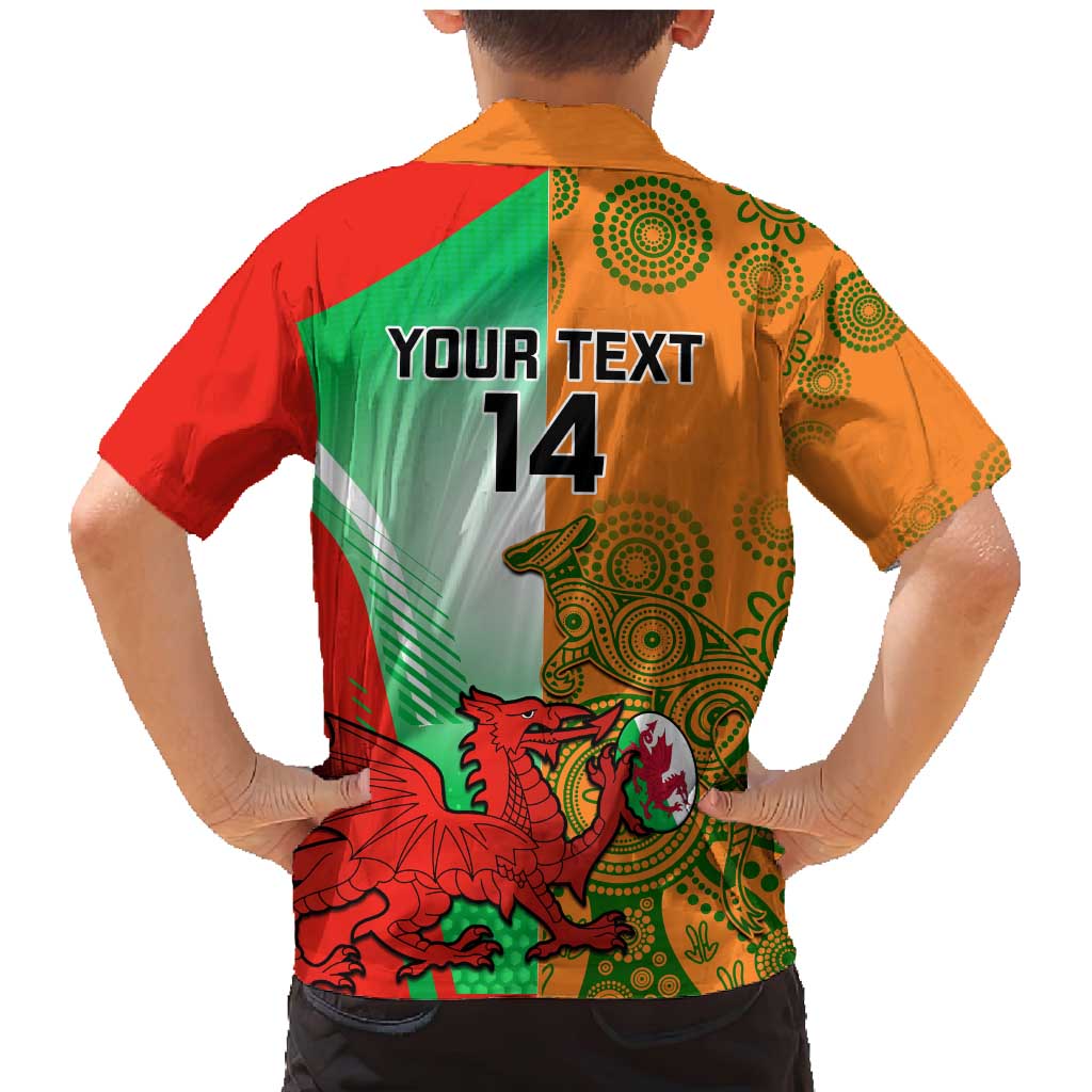 Custom Australia And Wales Rugby Family Matching Mermaid Dress and Hawaiian Shirt Wallabies Welsh Mascots Dynamic Version - Wonder Print Shop