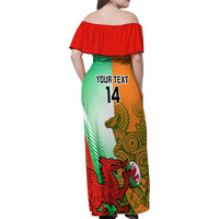 Custom Australia And Wales Rugby Family Matching Off Shoulder Maxi Dress and Hawaiian Shirt Wallabies Welsh Mascots Dynamic Version - Wonder Print Shop