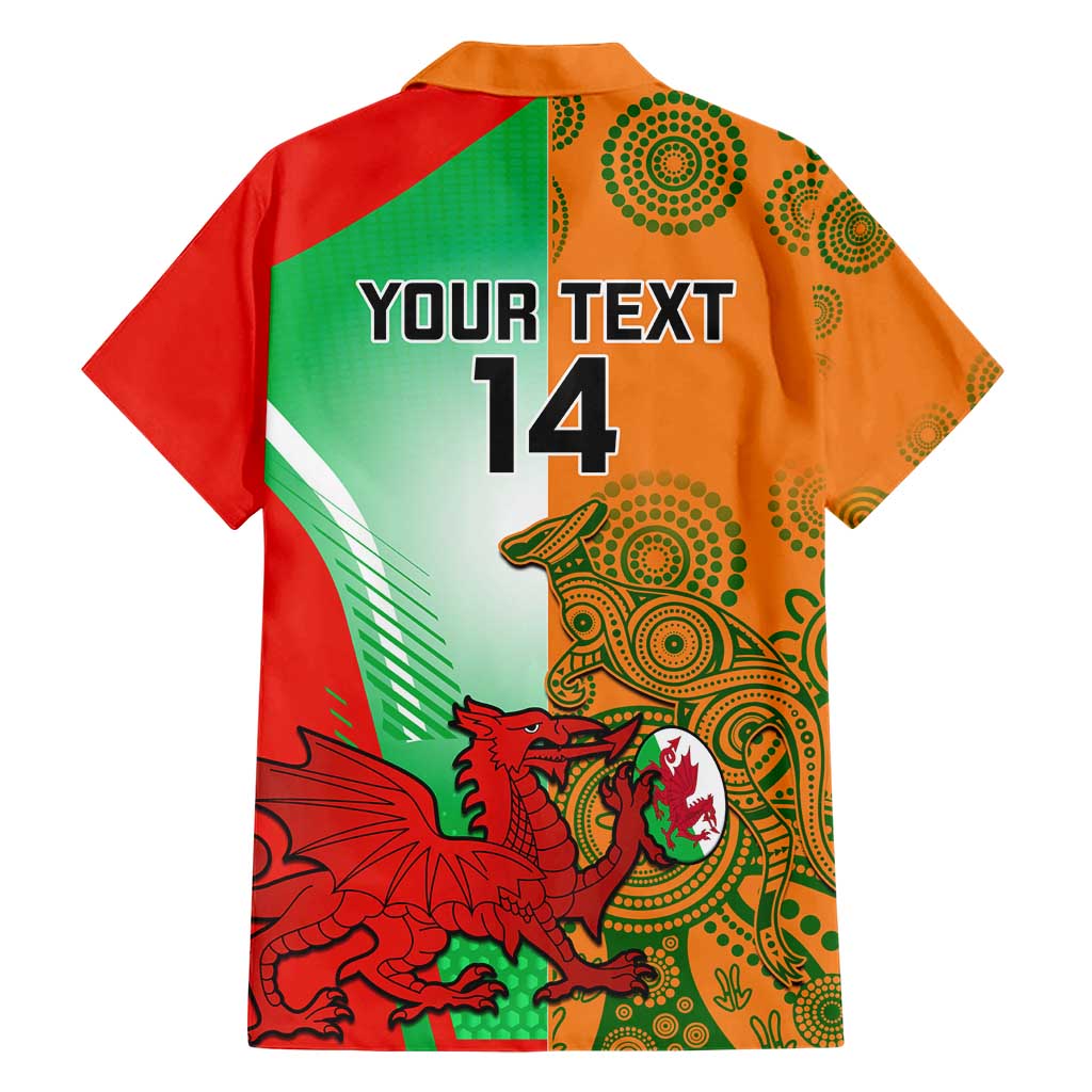 Custom Australia And Wales Rugby Family Matching Short Sleeve Bodycon Dress and Hawaiian Shirt Wallabies Welsh Mascots Dynamic Version - Wonder Print Shop