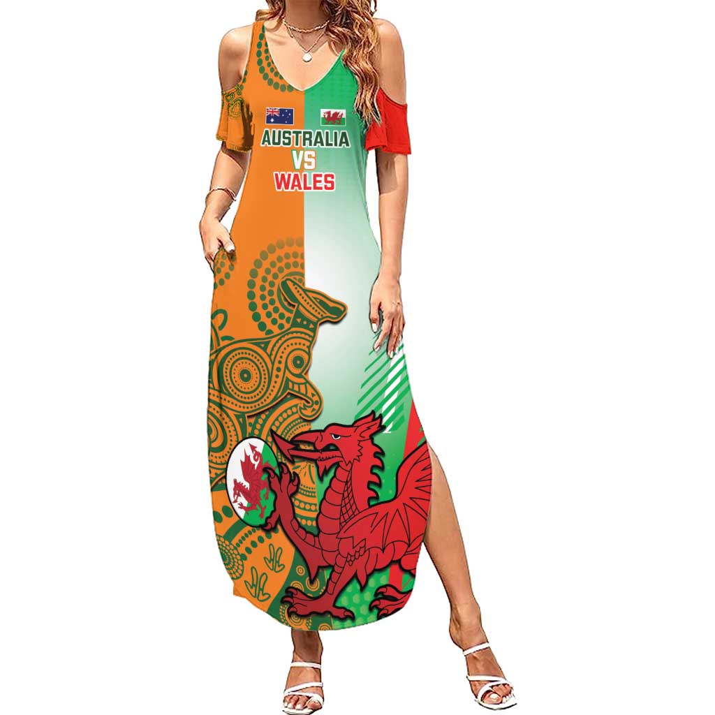 Custom Australia And Wales Rugby Family Matching Summer Maxi Dress and Hawaiian Shirt Wallabies Welsh Mascots Dynamic Version - Wonder Print Shop