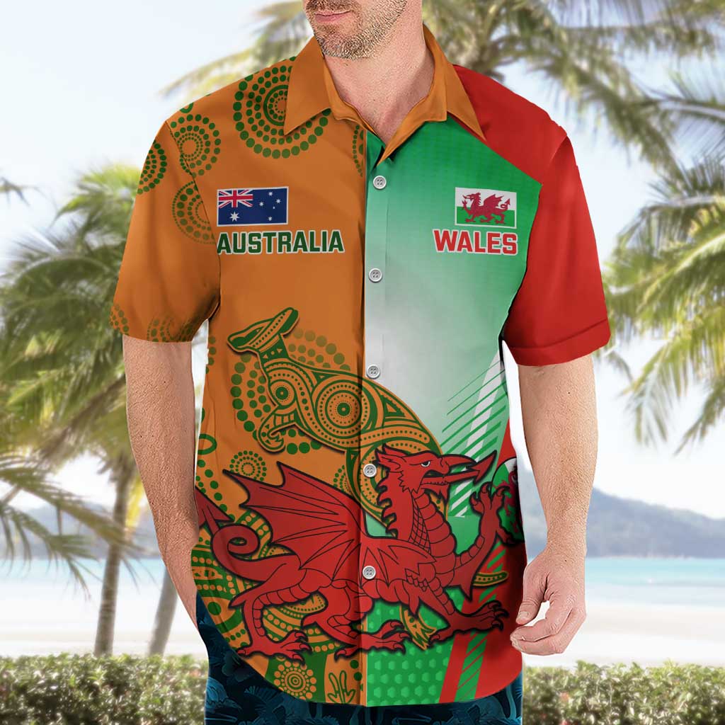 Custom Australia And Wales Rugby Hawaiian Shirt Wallabies Welsh Mascots Dynamic Version - Wonder Print Shop