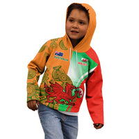 Custom Australia And Wales Rugby Kid Hoodie Wallabies Welsh Mascots Dynamic Version LT14