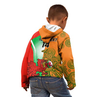 Custom Australia And Wales Rugby Kid Hoodie Wallabies Welsh Mascots Dynamic Version LT14