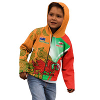Custom Australia And Wales Rugby Kid Hoodie Wallabies Welsh Mascots Dynamic Version LT14