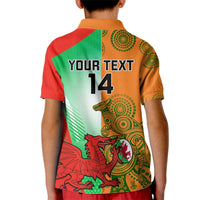 Custom Australia And Wales Rugby Kid Polo Shirt Wallabies Welsh Mascots Dynamic Version - Wonder Print Shop