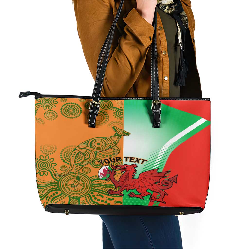 Custom Australia And Wales Rugby Leather Tote Bag Wallabies Welsh Mascots Dynamic Version - Wonder Print Shop