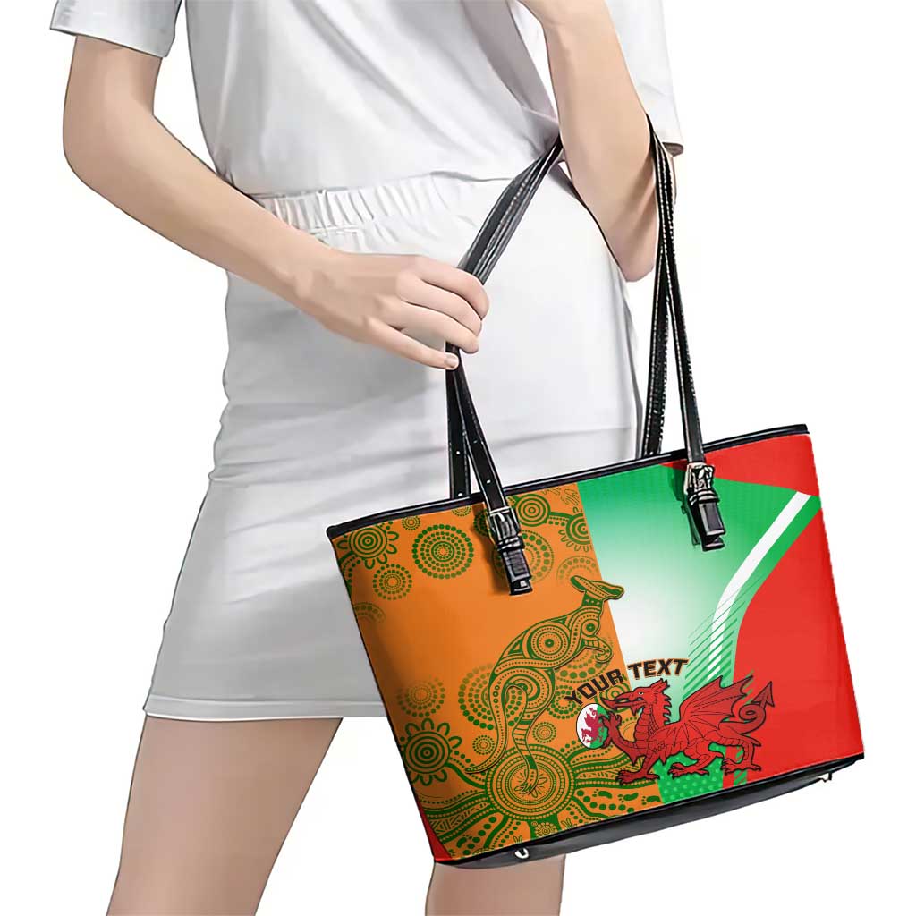 Custom Australia And Wales Rugby Leather Tote Bag Wallabies Welsh Mascots Dynamic Version - Wonder Print Shop
