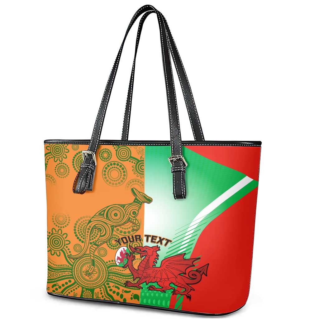 Custom Australia And Wales Rugby Leather Tote Bag Wallabies Welsh Mascots Dynamic Version - Wonder Print Shop