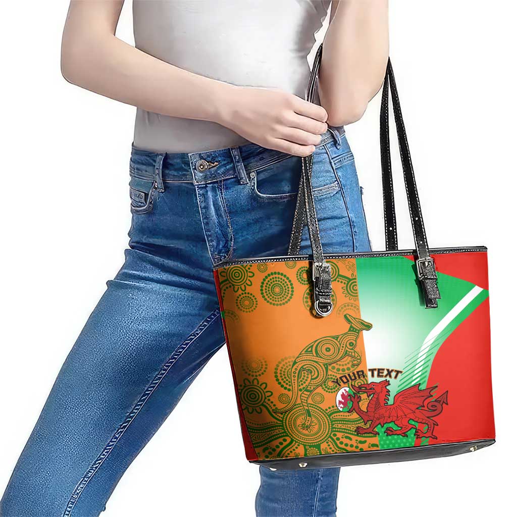 Custom Australia And Wales Rugby Leather Tote Bag Wallabies Welsh Mascots Dynamic Version - Wonder Print Shop