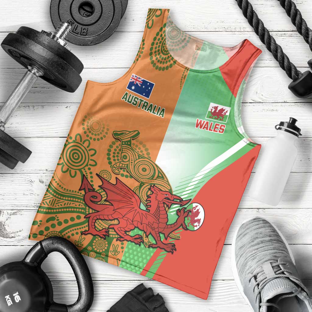 Custom Australia And Wales Rugby Men Tank Top Wallabies Welsh Mascots Dynamic Version - Wonder Print Shop
