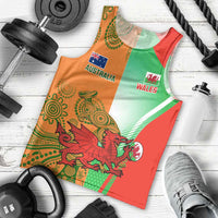 Custom Australia And Wales Rugby Men Tank Top Wallabies Welsh Mascots Dynamic Version - Wonder Print Shop