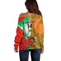 Custom Australia And Wales Rugby Off Shoulder Sweater Wallabies Welsh Mascots Dynamic Version - Wonder Print Shop