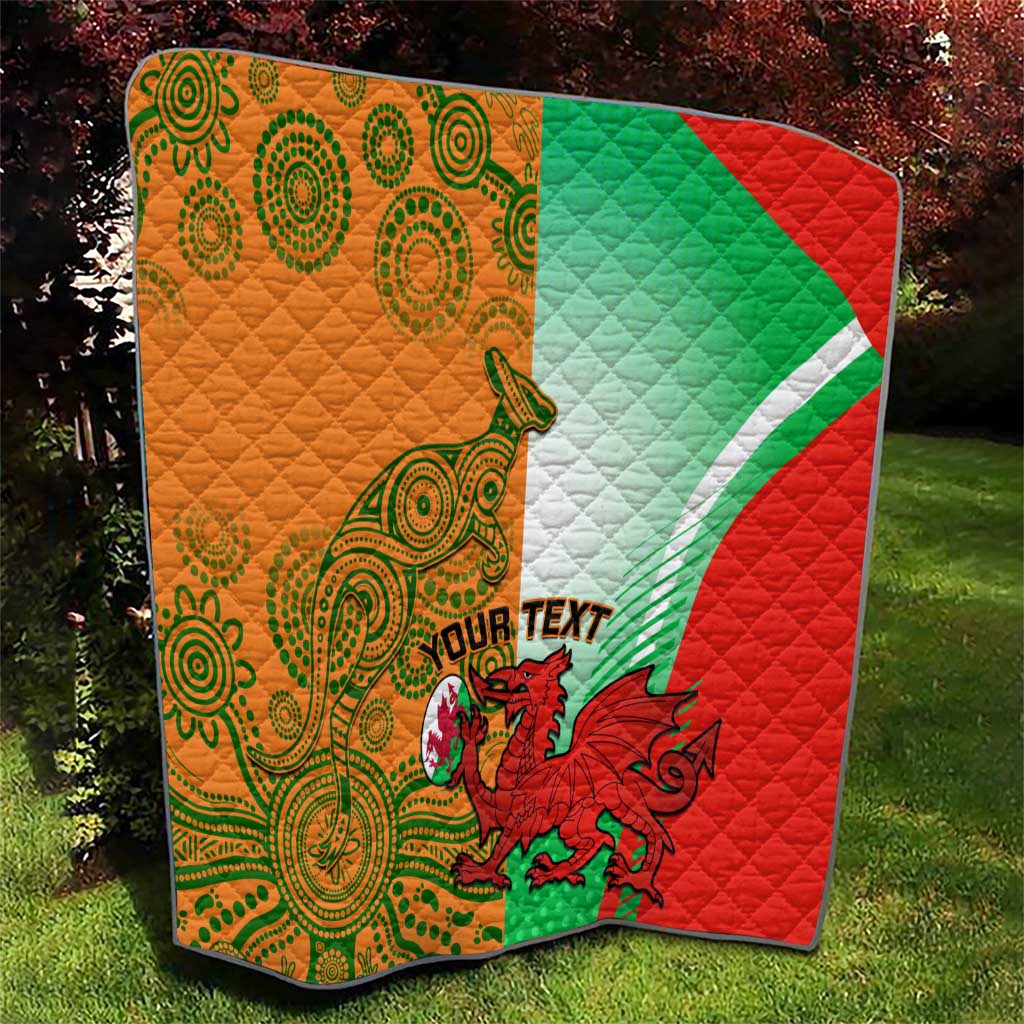 Custom Australia And Wales Rugby Quilt Wallabies Welsh Mascots Dynamic Version - Wonder Print Shop