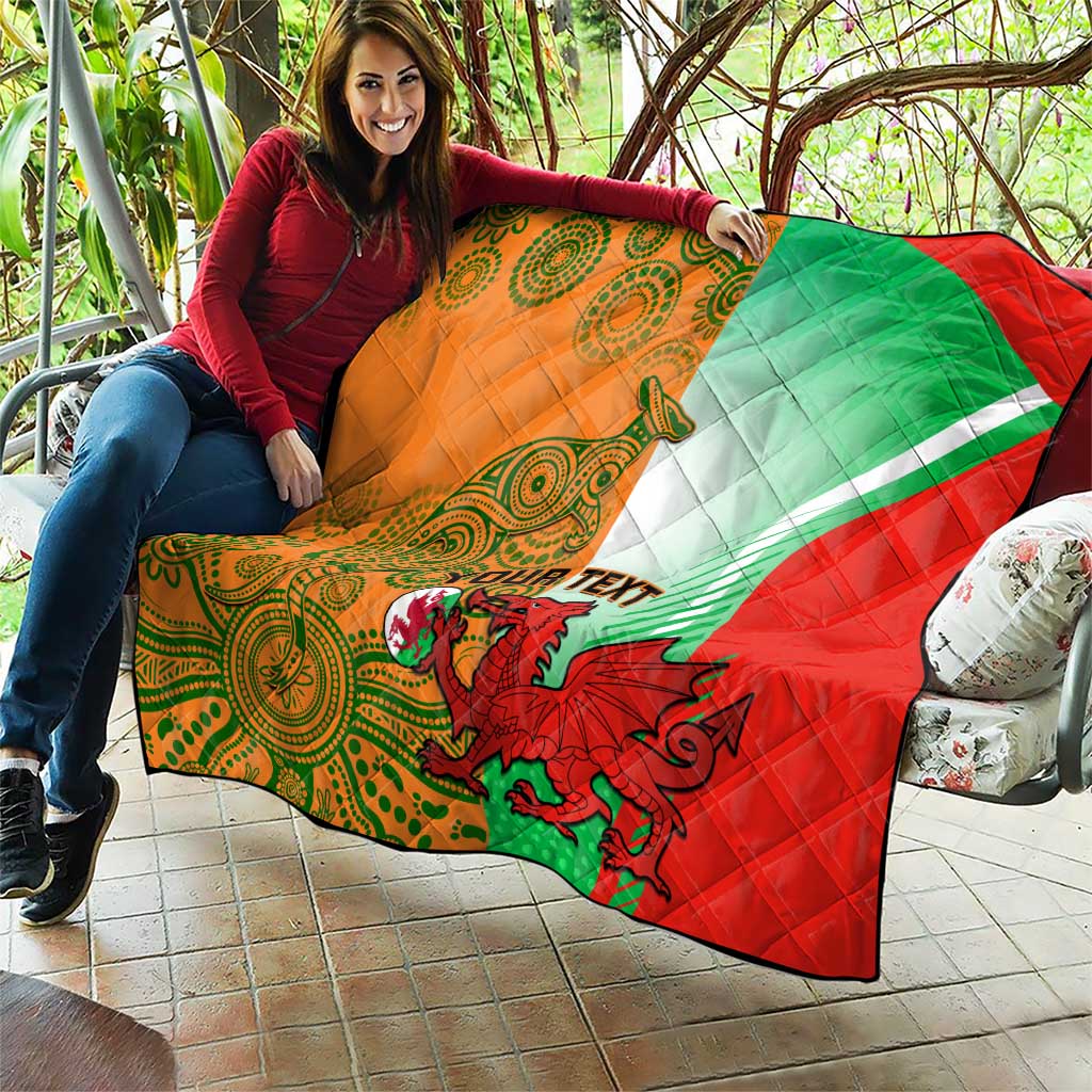 Custom Australia And Wales Rugby Quilt Wallabies Welsh Mascots Dynamic Version - Wonder Print Shop