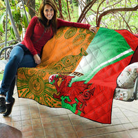 Custom Australia And Wales Rugby Quilt Wallabies Welsh Mascots Dynamic Version - Wonder Print Shop