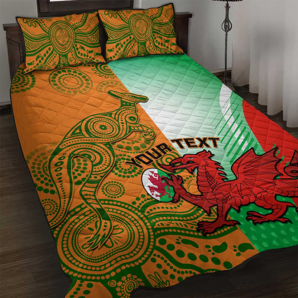 Custom Australia And Wales Rugby Quilt Bed Set Wallabies Welsh Mascots Dynamic Version - Wonder Print Shop