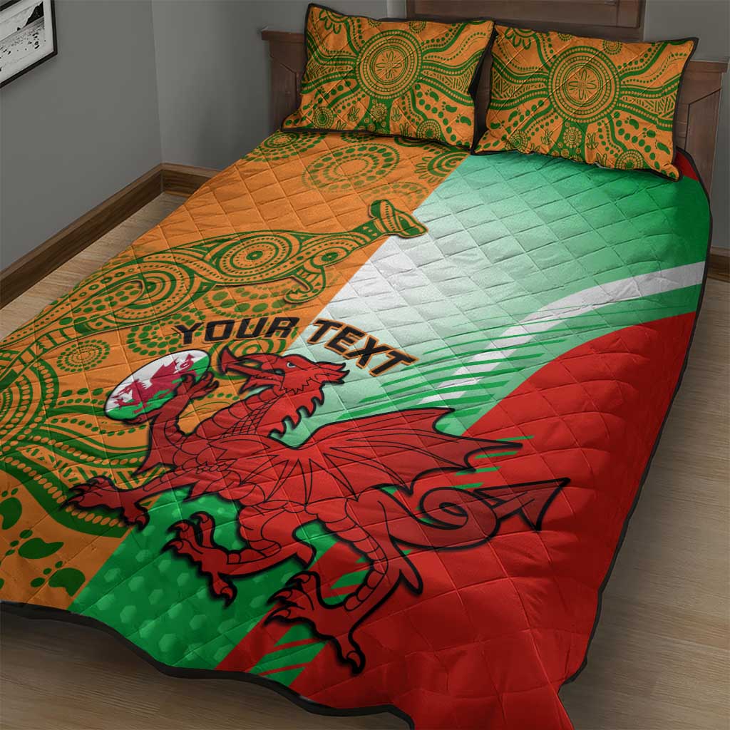 Custom Australia And Wales Rugby Quilt Bed Set Wallabies Welsh Mascots Dynamic Version - Wonder Print Shop