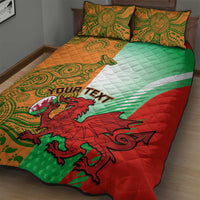 Custom Australia And Wales Rugby Quilt Bed Set Wallabies Welsh Mascots Dynamic Version - Wonder Print Shop
