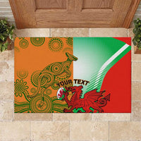 Custom Australia And Wales Rugby Rubber Doormat Wallabies Welsh Mascots Dynamic Version - Wonder Print Shop