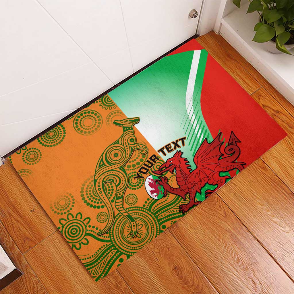 Custom Australia And Wales Rugby Rubber Doormat Wallabies Welsh Mascots Dynamic Version - Wonder Print Shop
