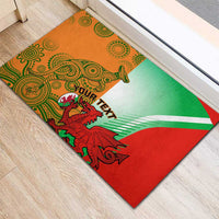 Custom Australia And Wales Rugby Rubber Doormat Wallabies Welsh Mascots Dynamic Version - Wonder Print Shop