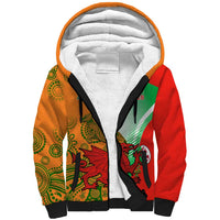Custom Australia And Wales Rugby Sherpa Hoodie Wallabies Welsh Mascots Dynamic Version - Wonder Print Shop