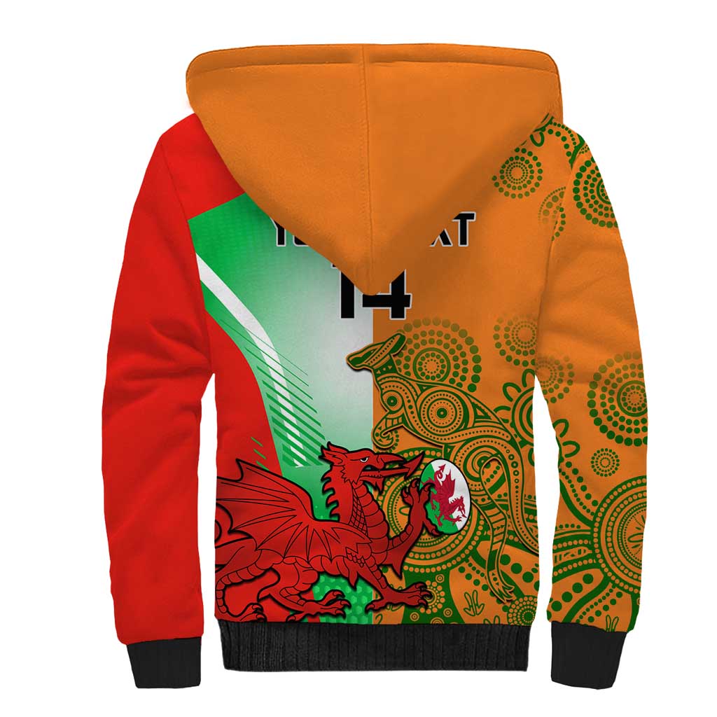 Custom Australia And Wales Rugby Sherpa Hoodie Wallabies Welsh Mascots Dynamic Version - Wonder Print Shop