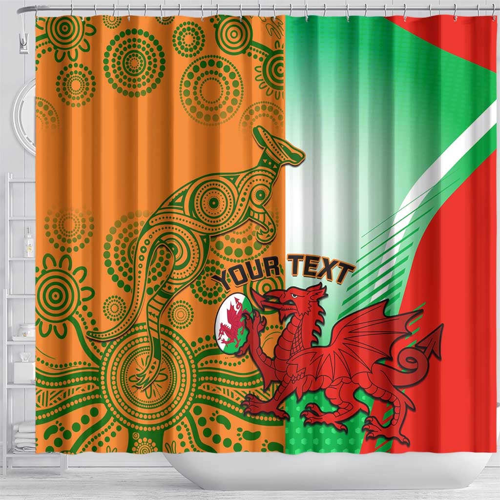 Custom Australia And Wales Rugby Shower Curtain Wallabies Welsh Mascots Dynamic Version