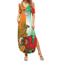Custom Australia And Wales Rugby Summer Maxi Dress Wallabies Welsh Mascots Dynamic Version - Wonder Print Shop