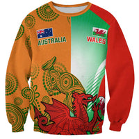 Custom Australia And Wales Rugby Sweatshirt Wallabies Welsh Mascots Dynamic Version - Wonder Print Shop